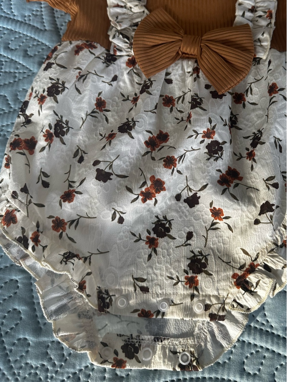 Rust Ribbed Baby Romper